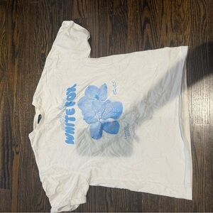 White T-Shirt with Blue Graphic